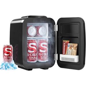 SONGMICS Mini Frigo, Frigorifero Portatile Caldo e Freddo, 4 L | Mini Frigo da Camera, 28 x 20,5 x 29,5 cm, 25 dB, Doppia Alimentazione, per Auto e Ufficio, Nero, ERF001B101