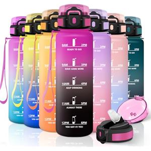 Motswedi Borraccia con Cannuccia, 1000ml senza BPA, Borraccia Palestra, a Prova di Perdite, Bottiglia Acqua per Capretti, Adulto, Palestra, Yoga, Sport, Viola Rosso & Nero