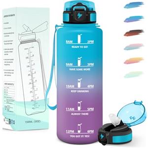 Motswedi Borraccia 1,5 litri, con Cannuccia, Borraccia Palestra, Facile da Aprire, Bottiglia acqua, a Prova di Perdite, Borracce, per Palestra, Yoga, Ufficio, Trekking, Fitness, Blu Viola
