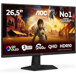 AOC Gaming Monitor Q27G41ZDF 27 pollici 2560x1440, WQHD, 240Hz, QD-OLED Panel, 0.03ms GtG, (HDMI1x 2.0 DP 1x 1.4) HDR10, G-Sync Compatible, Nero