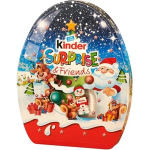 Kinder Surprise & Friends - Calendario Avvento 2026, Confezione da 370 gr | 29 cioccolatini assortiti con cioccolato al Latte Kinder, con videomessaggio da Babbo Natale, senza glutine, idea regalo