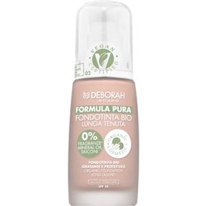 Deborah Fondotinta Formula Pura BIO Lunga Tenuta, N.02 Beige, Coprenza e Comfort Estremi con Filtro Anti Inquinamento, SPF20-30 ml