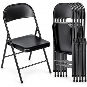Asdsed Set 4 Sedie Pieghevoli Salvaspazio in Plastica e Metallo, Sedie da Giardino Richiudibili Resistenti Fino a 158 kg, Comode e Leggere per Interni ed Esterni, Campeggio,Nero