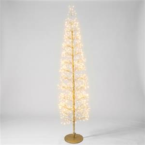 XMAS COLLECTION Albero di Natale Faggio Slim Luminoso 1080 LED Struttura Oro Altezza 180 cm | Forma Slim, 1080 Luci LED, Altezza 180 cm, Finitura Oro, Design Natalizio