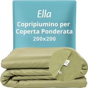 Ella Copripiumino 200 x 200 cm per coperta ponderata per adulti, 100% cotone, ideale per coperte ponderate da 11 kg e 13 kg, verde oliva chiaro