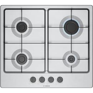 Bosch PGP6B5K60 Serie 4 Piano cottura a gas 60 cm 4 bruciatori Acciaio inox | Piano cottura a gas con controllo preciso della fiamma, Griglie in ghisa, Made in Europe