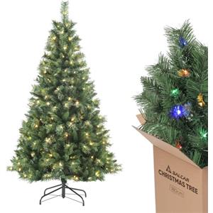 SALCAR Albero di Natale con Luci Incorporate Artificiale 180 cm, Abete di Natale con Guanti, 250 LED e 580 Punte per Rami, Supporto in Metallo, Montaggio Rapido