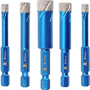 BRSCHNITT Punte Trapano Diamantate 6 6 8 10 12mm - BRSCHNITT foretto diamantato per Gres Porcellanato Piastrelle Ceramica granito Marmo(5 pezzi).