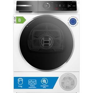 Bosch WQB246C0II Serie 8 Asciugatrice a pompa di calore 9kg Bianco | Asciugatrice smart con condensatore autopulente, Vapore, Sistema asciugatura automatica, Programma lenzuola, Made in Europe