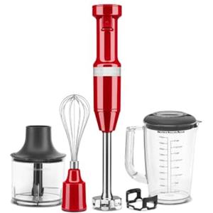 KitchenAid Frullatore a Immersione Classic, Velocità Variabile 8250-11600 RPM, Mixa Frulla Emulsiona Monta e Schiaccia, Braccio Rimovibile, Bicchiere 700ml Senza BPA, Empire Red