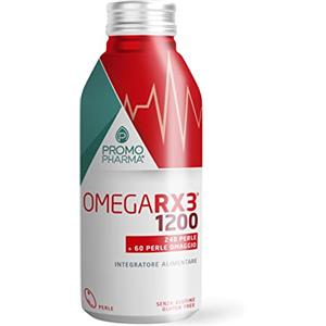 PromoPharma Omega RX3 1200 - con Omega 3 ad Alta Concentrazione - Supporto per Cuore, Cervello, Energia Fisica, Vista, Trigliceridi e Pressione - Alta Qualità EPA e DHA - Senza ritorno di gusto - 300 Perle