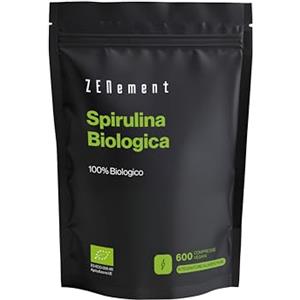 Zenement Spirulina Bio 100% - 3000 mg per Dose - 600 Compresse | Proteine Vegetali, Vitamine & Minerali - Alga 100% Bio, Alta Purezza, Vegano, Senza Additivi - 6 al Giorno - Zenement