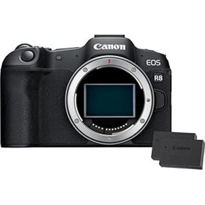 Canon EOS R8 Fotocamera Mirrorless Full Frame 24,2MP + 2 Batterie | Compatta mirrorless per ritratti; sensore full frame da 24,2 megapixel, schermo lcd touchscreen 3 pollici, 2 batterie incluse