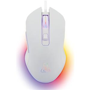 THE G-LAB Kult Helium - Mouse Gaming con Cavo USB 6400 DPI RGB | Con Cavo USB, Sensore Ottico 800 a 6400 DPI, Retroilluminazione LED 7 Colori, Ideale MOBA/FPS, Bianco