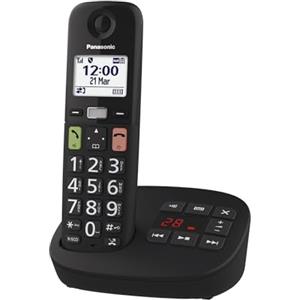 Panasonic KX-TGU130EXB Telefono Cordless Digitale con Segreteria Telefonica, Unità Base e 1 Ricevitore, Display LCD, Tasti Grandi, Fav Call, Compatibile con gli Apparecchi Acustici, Nero