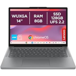 Lenovo Chromebook 14" Notebook IPS WUXGA (1920x1200), 128GB SSD, 8GB RAM, Wi-Fi6E, ChromeOS, Intel N150 - Laptop Leggero per Studio, Streaming e Uso Quotidiano - Caricatore non incluso