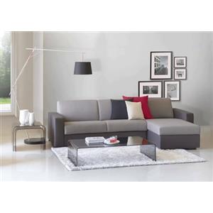 Dmora Talamo Italia - Divano letto con penisola Alicya, Sofà con penisola contenitore reversibile, Braccioli standard, 100% Made in Italy, Cm 280x95h90, Grigio e Antracite