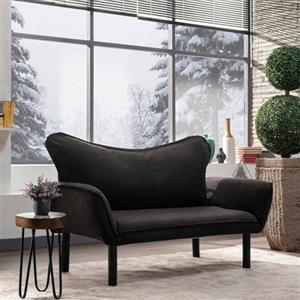 Dmora Divano Letto 2 Posti Aquilonis 140x65 cm Nero Contenitore Braccioli, Posti a Sedere 2