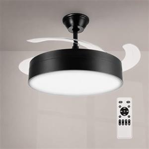 M Mimotec- Ventilatore da Soffitto LED Messe Black 72W con Luce CCT Regolabile e Intensità Variabile, Motore DC Silenzioso, 6 Velocità, 4 Pale Retrattili, Timer, Telecomando