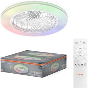 OSRAM Ventilatore da soffitto LED, silenzioso, telecomando | Ceiling fan Bayamo, Ceiling Fans with Lighting, Bianco|Nero, 50000 h, confezione da 1