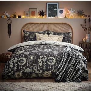 furn. Constellation Set Copripiumino - Biancheria Da Letto Luna E Stelle Celestiali (Multicolore/Doppio)