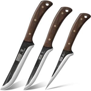 HOSHANHO Set di Coltelli da Macellaio, 3 Pezzi Coltelli da Cucina Affilato | Coltello Divisore e Coltello Spelucchino, Acciaio Inossidabile ad Tenore di Carbonio Migliorato per Casa all'aperto