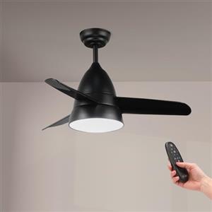 M mimotec - Ventilatore a soffitto Led Silence 54W Nero, telecomando, motore DC 30W+Luce Led 24W, 6 velocità, Silenzioso,3 Lame, 91 cm, funzione estate-inverno, timer
