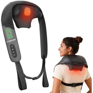 Snailax Massaggiatore cervicale senza fili per alleviare il dolore e massaggio dei tessuti profondi, massaggiatore per collo e spalle shiatsu 4D migliorato con riscaldamento a grafene