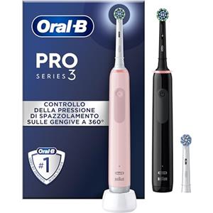 Oral-B Pro Series 3, 2 Spazzolini Elettrici, 3 Testina, Nero/Rosa | Ricaricabili, 3 Testine di Ricambio per Spazzolino Elettrico, Gengive Protette, Pulizia Denti Efficace