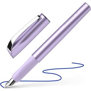 Schneider Ceod Shiny 168656 - Penna stilografica per mancini e destrimani, pennino M, con cartuccia d'inchiostro blu reale, colore: Lilla
