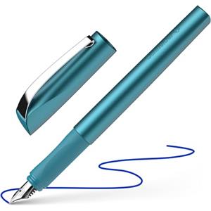 Schneider Ceod Shiny 168657 - Penna stilografica per mancini e destrimani, pennino M, cartuccia d'inchiostro blu reale, colore: Teal