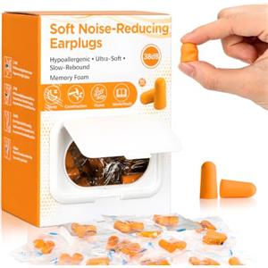 VINATO 60 Paia Tappi per Orecchie in Schiuma Memory, NRR 38 dB, Arancione | 60 paia di tappi per orecchie in schiuma memory, NRR 38 dB, Confezione singola, Per dormire, viaggiare e studiare