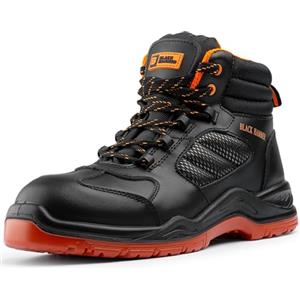 BLACK HAMMER Scarpe Antinfortunistiche Uomo Leggere per Lavoro Cantiere Sneakers Trekking Intersuola Puntale Composito Pelle Vera Senza Metallo Resistente all'Acqua Calzature Antiscivolo 8844