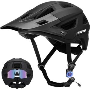 Favoto Casco MTB con Visiera Rimovibile, Uomo Donna, Taglia M/L | Doppio guscio, chiusura magnetica, passante occhiali. Leggero per MTB, E-Bike, corsa & bici, Certificato CE