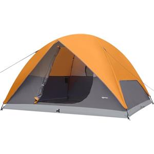 Amazon Basics, Tenda da campeggio a cupola con protezione antipioggia e custodia per il trasporto, 3 stagioni, impermeabile, facile da montare, 6 persone