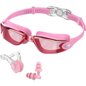 Ambienden Occhialini Nuoto Adulti con Stringinaso Tappi Orecchie Specchio | Lenti a specchio, Guarnizione silicone 3D, Anti-appannamento, Protezione UV, Vista panoramica 180°, Cinturino regolabile