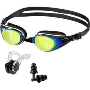 Ambienden Occhialini Nuoto Adulti con Stringinaso Anti-Appannamento | Lenti trasparenti, Silicone 3D, Anti-appannamento, Protezione UV, Vista 180°, Cinturino regolabile