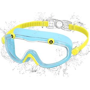 Ambienden Occhialini Piscina Bambini Anti-Appannamento Impermeabili UV | Montatura Ampia, Lenti Anti-Condensa, Protezione UV, Regolazione Facile, Sigillo Antiperdita