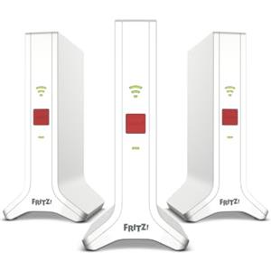 FRITZ! Mesh Wi-Fi Set 4200, Confezione da 3 FRITZ! Repeater 3000AX, Soluzione Mesh fino a 6 stanze, WiFi 6 Triband fino a 4.200 Mbps, 2 LAN Gigabit, interfaccia in Italiano