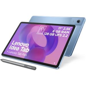 Lenovo Idea Tab Tablet 11" 2.5K (2560x1600) 90Hz IPS, 6GB RAM, 128GB, WiFi 5, Lenovo Tab Pen Inclusa, MediaTek Dimensity 6300, Android 15, Ideale per Studio, Appunti e Intrattenimento - Polar Blue