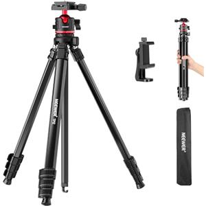 NEEWER BASICS Treppiede da Viaggio 169 cm per Fotocamera, Leggero, TP12 | Cavalletto DSLR Portatile, Testa a Sfera, Piastra QR Tipo Arca, Porta Telefono Compatibile con iPhone 18 Pro Max, Max 5 kg