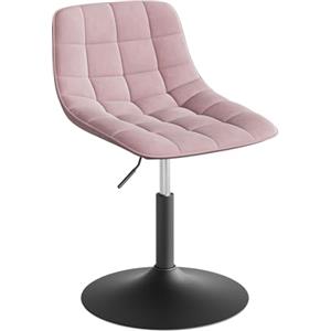 WOLTU Sgabello per Toeletta Trucco, con Schienale, in Velluto Rosa | Sedia da Trucco Alta, Altezza Regolabile, 38-49.5cm, Girevole 360°, per Cucina, Camera da Letto, Base Metallo