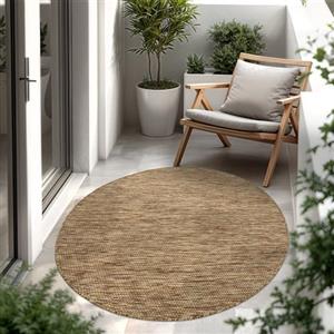 Paco Home Tappeto Per Esterno Balcone Terrazza Tappeto Cucina Monocolore Mélange, Dimensione:80 cm tondo, Colore:Caffè