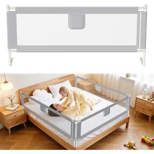 Tubiaz 180CM Barriera per letto, Barriera pieghevole per letto per bambini, Protezione per letto per bambini per prevenire le cadute, Barriera per bambini piccoli, Facile da montare, Grigio