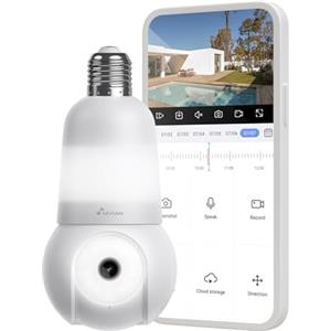 NIVIAN Telecamera di sorveglianza WiFi Tipo Lampadina E27 2K - Movimento a 360° con Audio, Luce, Riconoscimento e Monitoraggio Umano-Visione Notturna, Compatibile con Alexa, Google Home, Tuya App