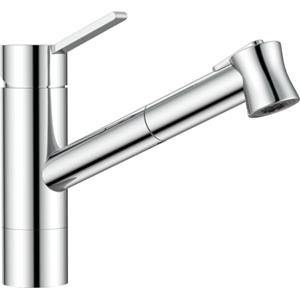 APPASO Rubinetto da cucina estraibile, in acciaio inox cromato | Tubi caldi e freddi certificati KTW, rubinetto da cucina ad alta pressione con 2 tipi di getto, girevole a 120°