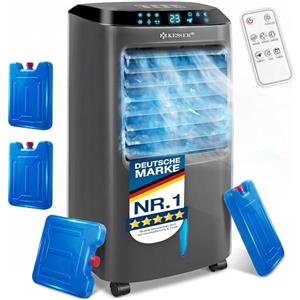 KESSER® Climatizzatore portatile 4 in 1, refrigeratore d'aria con telecomando e timer, serbatoio dell'acqua da 10 l, ionizzatore e umidificatore, ventilatore senza tubo di scarico, 3 livelli con