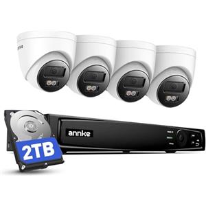 ANNKE Sistema Videosorveglianza PoE 12MP con NVR 8CH HDD 2TB | 4 Telecamere IP da Esterno, Rilevamento Intelligente di Persone e Veicoli, Visione Notturna IR fino a 30 m, IP67, 24/7