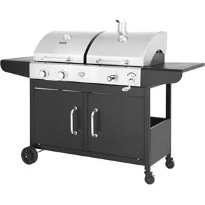 Habitat et Jardin Barbecue "Western" a gas e carbonella 2 in 1 - Nero