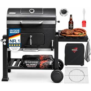 KESSER® Barbecue con Carrello XL Barbecue a carbonella con Coperchio, Ruote, Manico in Acciaio Inox, griglia e termometro a carbonella,Grande Barbecue a carbonella Barbecue da Campeggio
